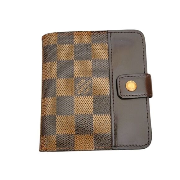 LOUIS VUITTON Compact Zipper Wallet Damier  Ebene Bifold Wallet - Picture 1 of 14